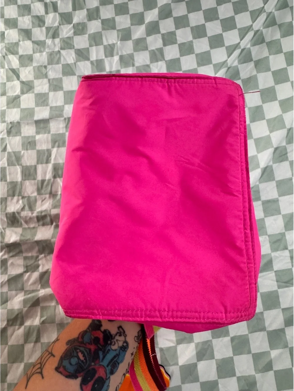 Victoria's Secret PINK Bright Pink Lunch Bag with Rainbow Strap